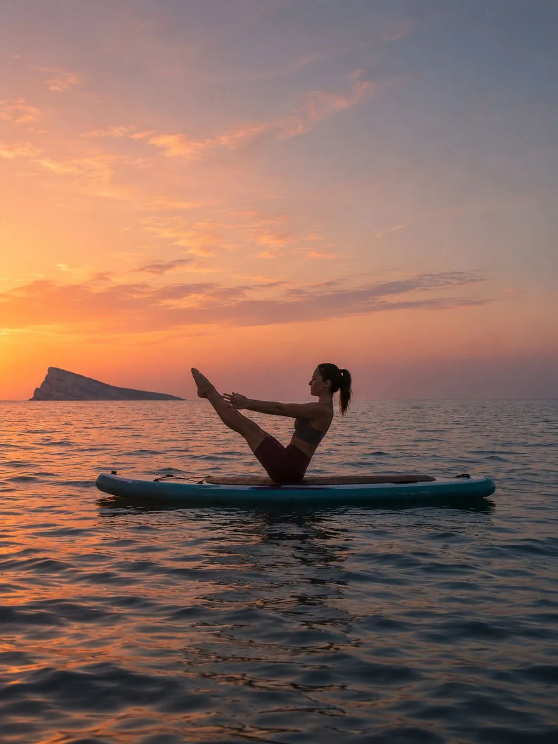 SUP Yoga y SUP Pilates sobre tabla en el mar